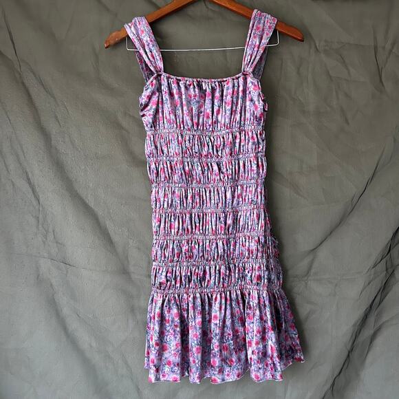 English Factory Purple Floral Smocked Mini Dress Size Small - Picture 2 of 9